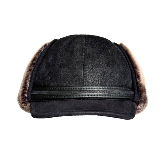 Real Shearling Sheepskin Leather Trapper Hat | Aviator Hat |Ushanka - Picture 1 of 6